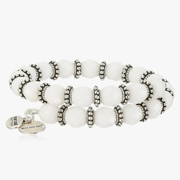 Alex and Ani Spirit Wrap, Cloud, White and Silver Beaded Bracelet, NWT - Picture 3 of 9